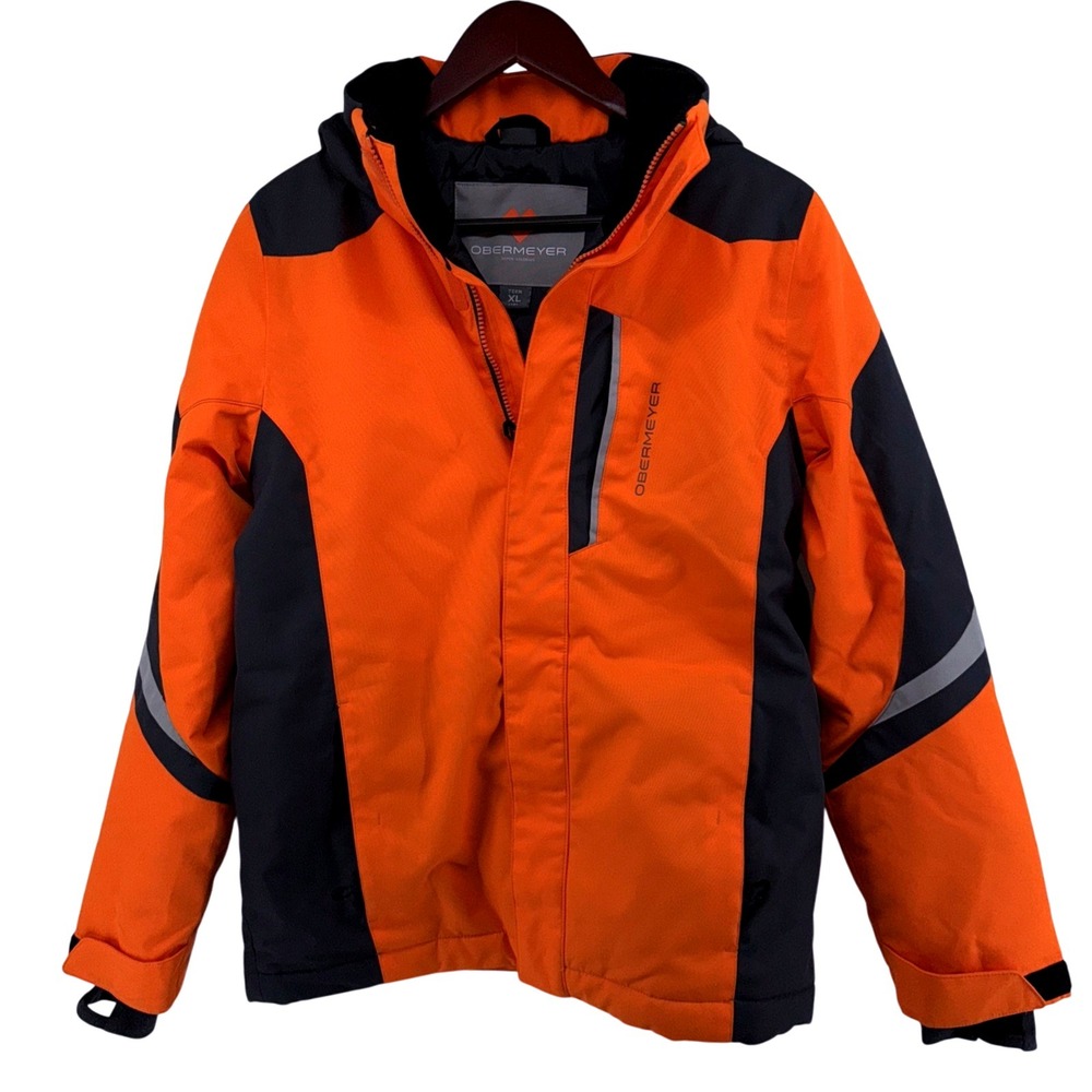 Obermeyer Teen XL Snowboard/Ski Coat Orange/Black/Gray Powder Skirt